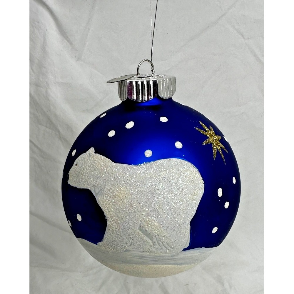 Christopher Radko Celebrations Polar Bear Glass 2008 Christmas ornament Blue